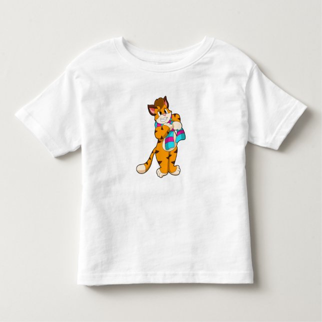 Tiger in Winter with Scarf Toddler T-Shirt (Front)