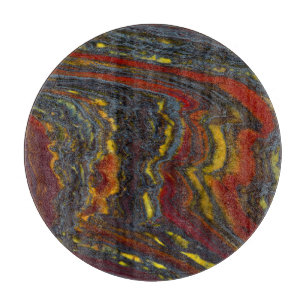 Tiger Iron In Red, Yellow, Blue Cutting Board