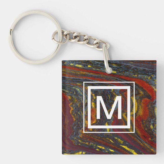 Tiger Iron In Red, Yellow, Blue Key Ring (Front)