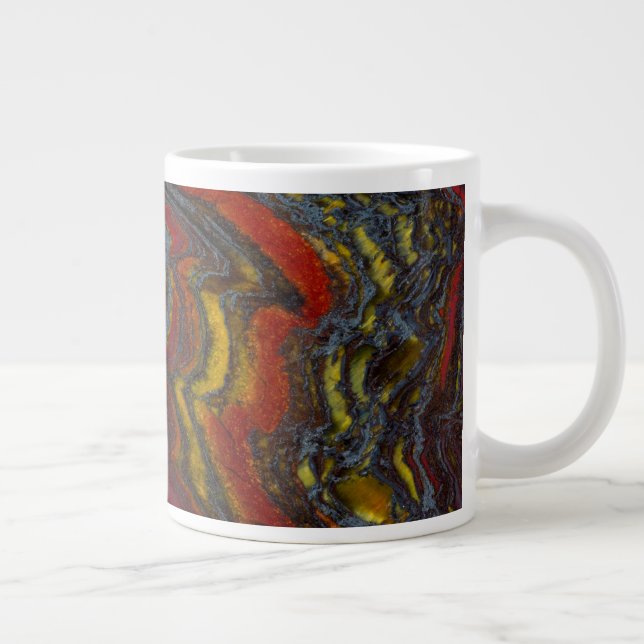 Tiger Iron In Red, Yellow, Blue Large Coffee Mug (Right)