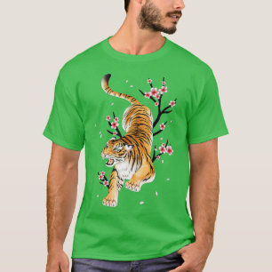 Tiger Japanese Cherry Blossom Flower Vintage Sakur T-Shirt