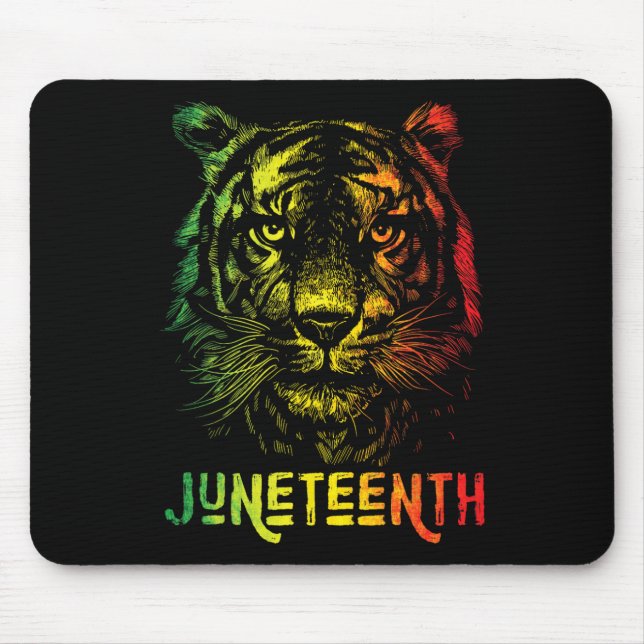 Tiger Juneteenth Cool Black History African Americ Mouse Pad (Front)
