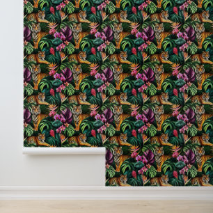 Tiger Jungle Dreams Seamless Surface Pattern Wallpaper