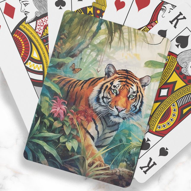 Tiger Jungle Painting  Playing Cards (Tiger in the jungle playing cards.)