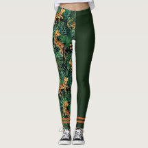 Tiger Jungle Print Colorblock Leggings