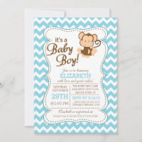 Tiger Jungle Safari Monkey Baby Shower Invitation