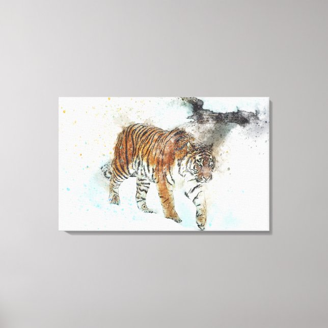 Tiger Jungle Watercolor Canvas Print (Front)