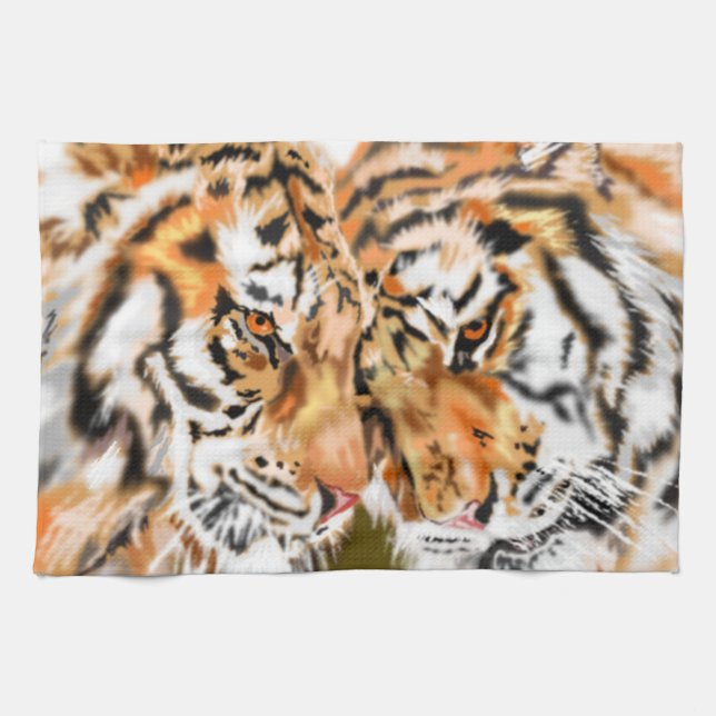 Tiger Kitchen Towel Couple Tigers (Horizontal)