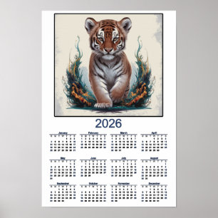 Tiger Kitten 2026 Calendar Poster