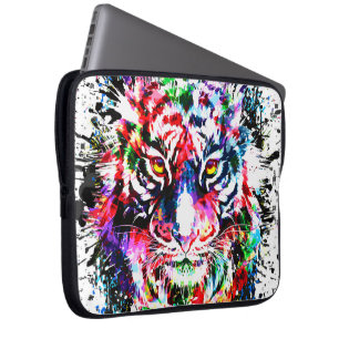 Tiger Laptop Case   Colourful Drawing Abstract Art