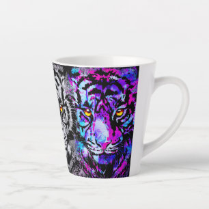 Tiger Latte Mug Colourful Tiger Heads Latte Mug