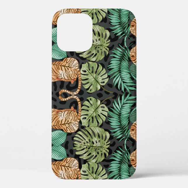 Tiger Leaves: Watercolor Jungle Seamless. Case-Mate iPhone Case (Back)