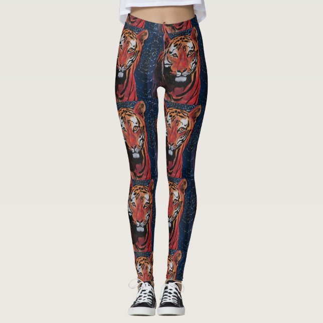 TIGER LEGGINGS BY ARTIST PAULA REILLY. (Front)