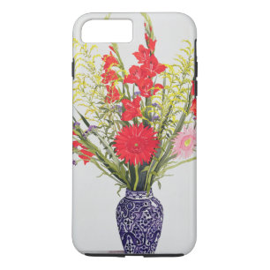 Tiger Lilies Gladioli and Scabious in a Blue Case-Mate iPhone Case