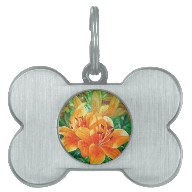 Tiger lilies pet name tag (Front)
