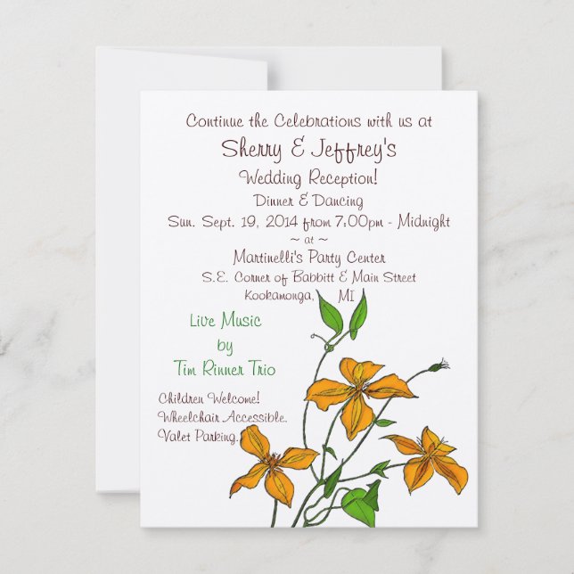 Tiger Lilies (Post-Wedding Reception Invitation (Front)