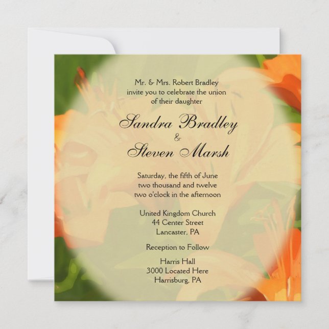 Tiger Lilies Wedding Invitations (Front)