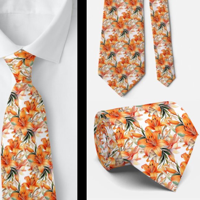 Tiger Lily Orange Stargazer Lily Lilies Tie (Creator Uploaded)