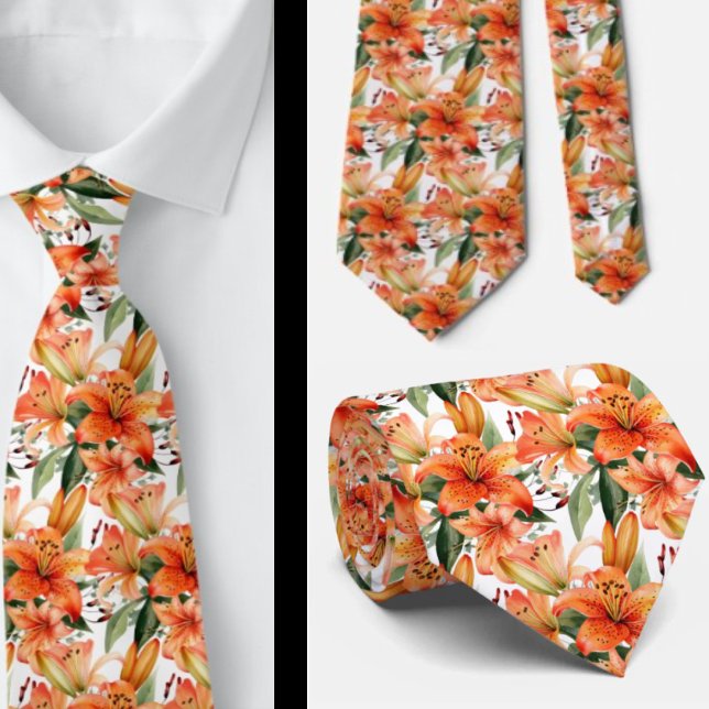 Tiger Lily Orange Stargazer Lily Lilies Tie (Creator Uploaded)