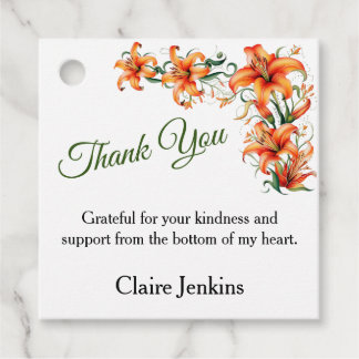 Tiger Lily Personalisable Thank You Favour Tags