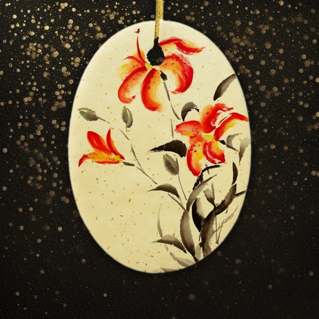 Tiger Lily - red Ceramic Tree Decoration (Creator Uploaded)