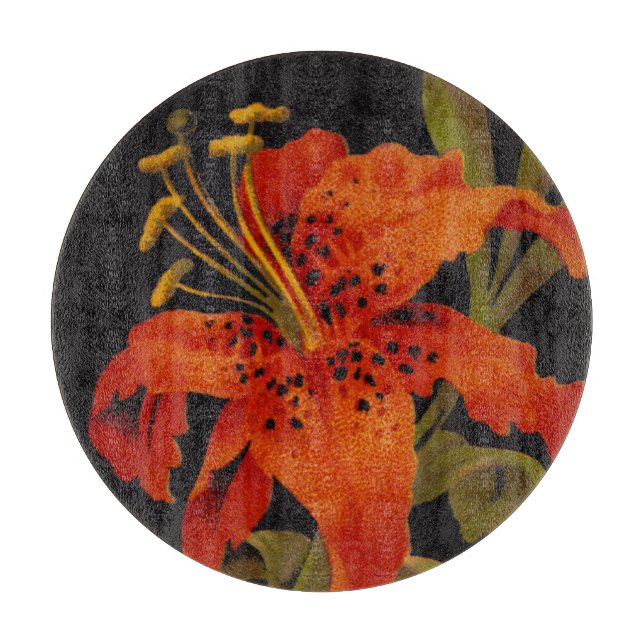 Tiger Lily Round Cutting Board (Front)