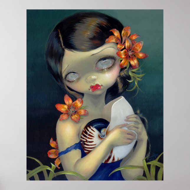 Tiger Lily, Tiger Nautilus ART PRINT big eye fairy (Front)
