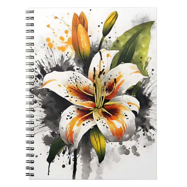 Tiger Lily - Watercolor flowers Notebook (Front)