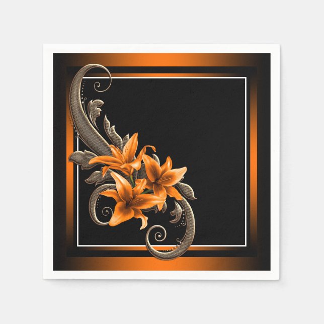 Tiger Lily Wedding Napkin (Front)
