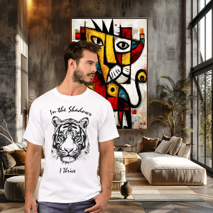 Tiger Line Art Illustration – Custom Text T-Shirt