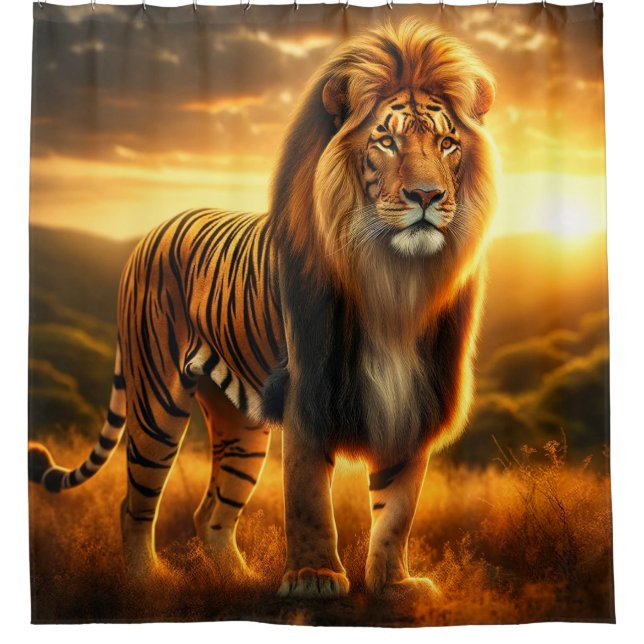 Tiger Lion Shower Curtain (Front)