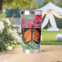 Tiger Longwing Resting on Red Flowers