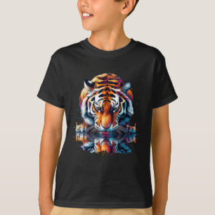 Tiger looking at Reflection in Water T-Shirt