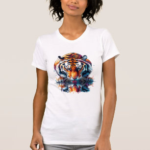 Tiger looking at Reflection in Water T-Shirt