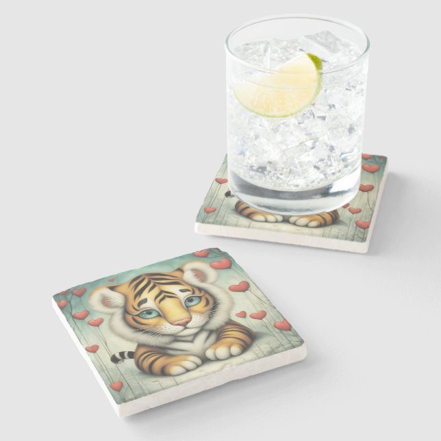 Tiger Love 2 Stone Coaster (Side)
