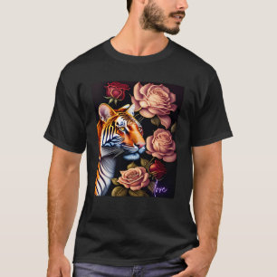 Tiger Love Mystical Nature Colourful Moon Roses 1 T-Shirt