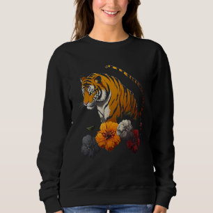 Tiger Lover Artwork Flower Animal Motif Tiger 11 Sweatshirt