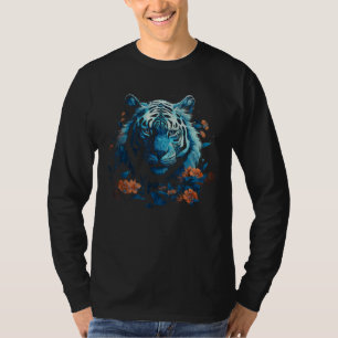 Tiger Lover Artwork Flower Animal Motif Tiger 1 T-Shirt