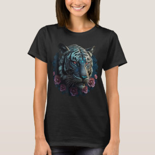 Tiger Lover Artwork Flower Animal Motif Tiger 8 T-Shirt