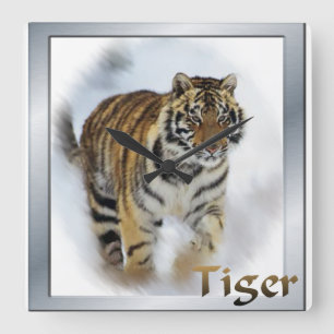 Tiger Lovers Art Square Wall Clock