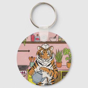 Tiger Making Tea Key Ring