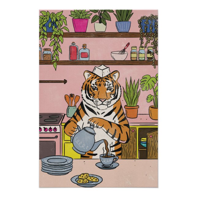 Tiger Making Tea Poster (Front)