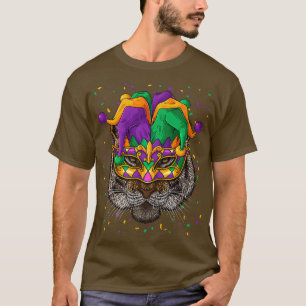 Tiger Mardi Gras Animal Face Carnival Jester Festi T-Shirt