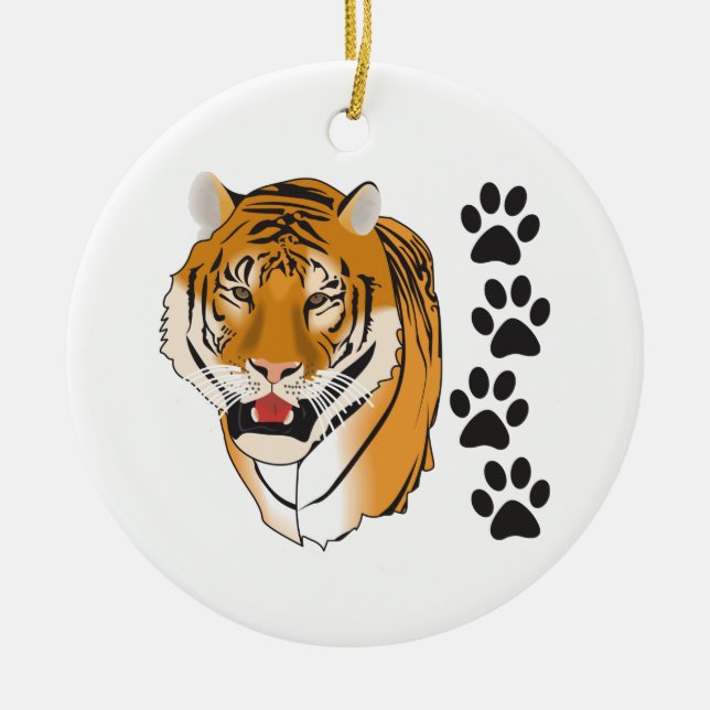 Tiger Mascot Ceramic Tree Decoration (Front)