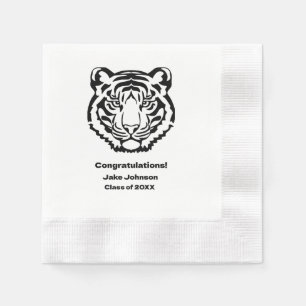 Tiger Mascot Themed Graduation Napkins Reunion