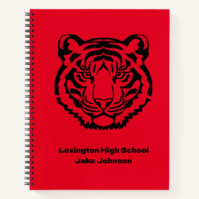 Tiger Mascot Themed Personalised Notebook (Front)