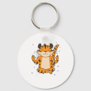 Tiger meditates big cat zoo key ring