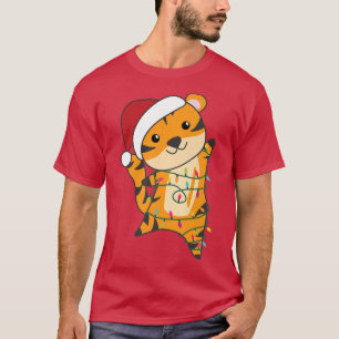 Tiger Merry Christmas Animals Fairy Lights Tiger T-Shirt