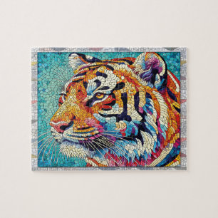Tiger Mosaic, Wild Animals, Tiles, Gift, Jigsaw Puzzle