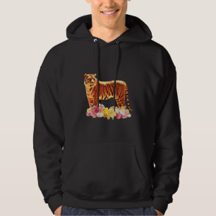 Tiger motif predator cat flowers animal print tige hoodie